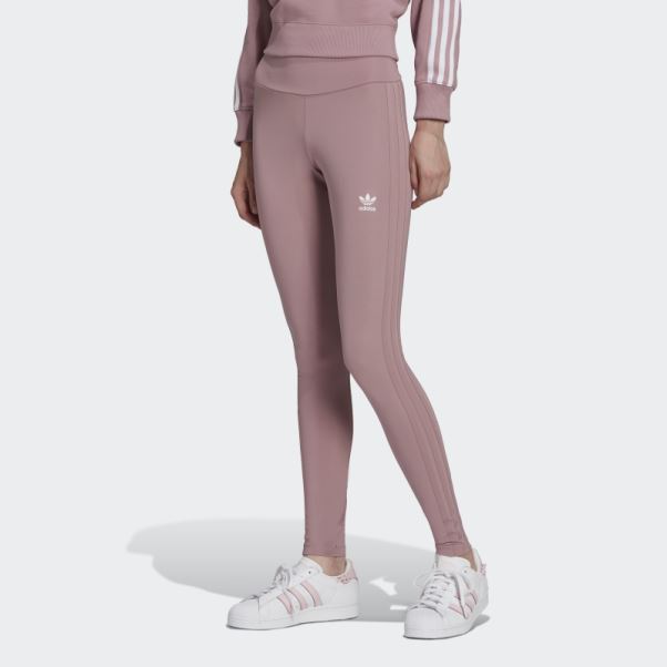 Collant Adidas Mauve Adicolor Classics 3 Bandes Ton Sur Ton