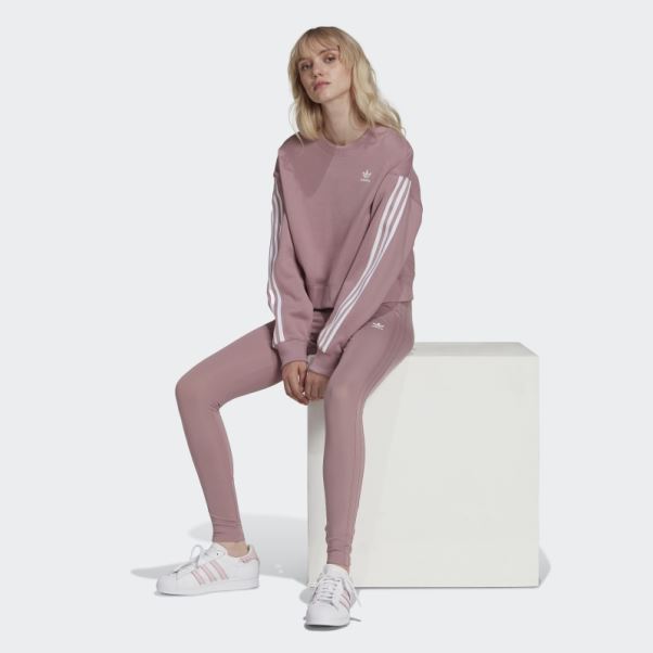 Collant Adidas Mauve Adicolor Classics 3 Bandes Ton Sur Ton