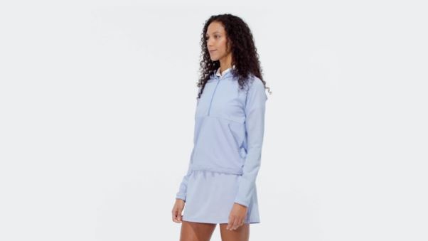 Adidas Bleu Veste De Golf à Capuche En Seersucker 1/4-zip