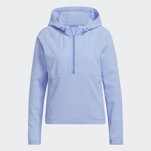 Adidas Bleu Veste De Golf à Capuche En Seersucker 1/4-zip