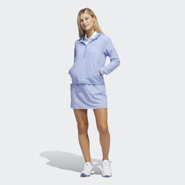 Adidas Bleu Veste De Golf à Capuche En Seersucker 1/4-zip