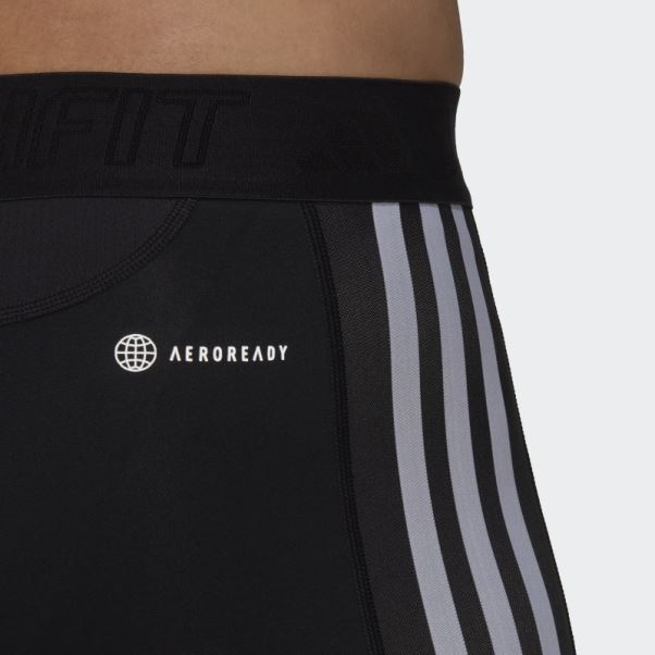 Adidas Techfit 3-stripes Collant Long D'entraînement Noir