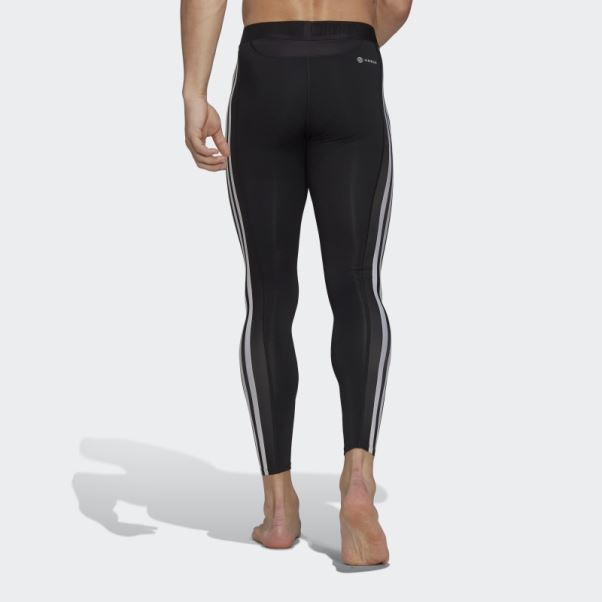 Collant Long D'entrainement Techfit 3 Bandes Noir Adidas