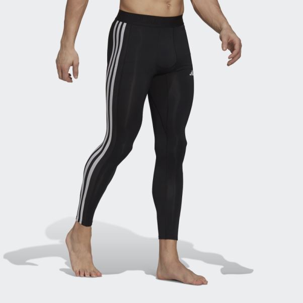 Collant Long D'entrainement Techfit 3 Bandes Noir Adidas