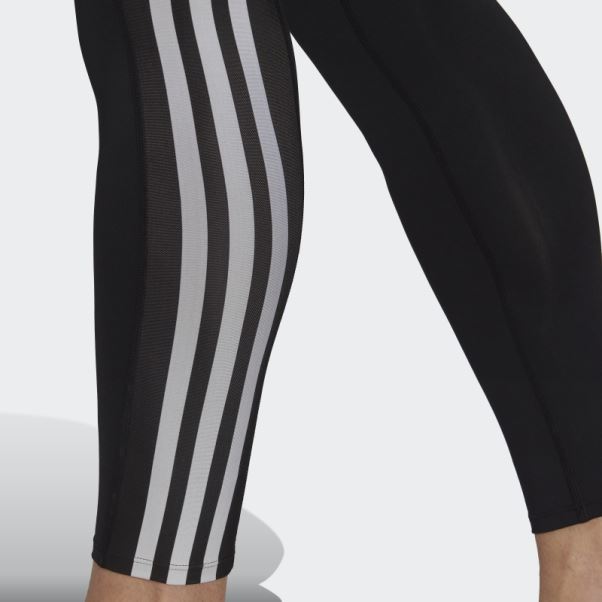 Collant Long D'entrainement Techfit 3 Bandes Noir Adidas