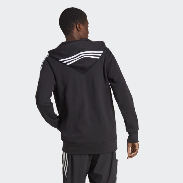 Sweat à Capuche Zippé à 3 Bandes Adidas Essentials French Terry Blanc