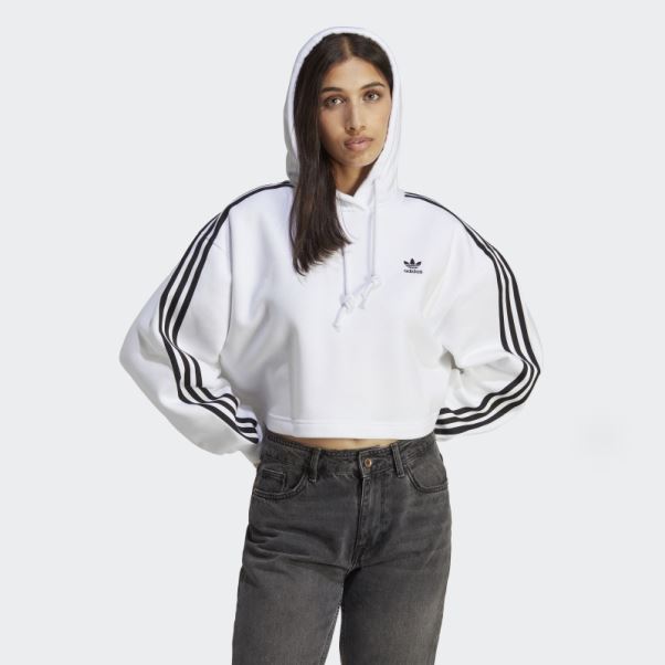 Sweat à Capuche Court Adidas Adicolor Classics Blanc