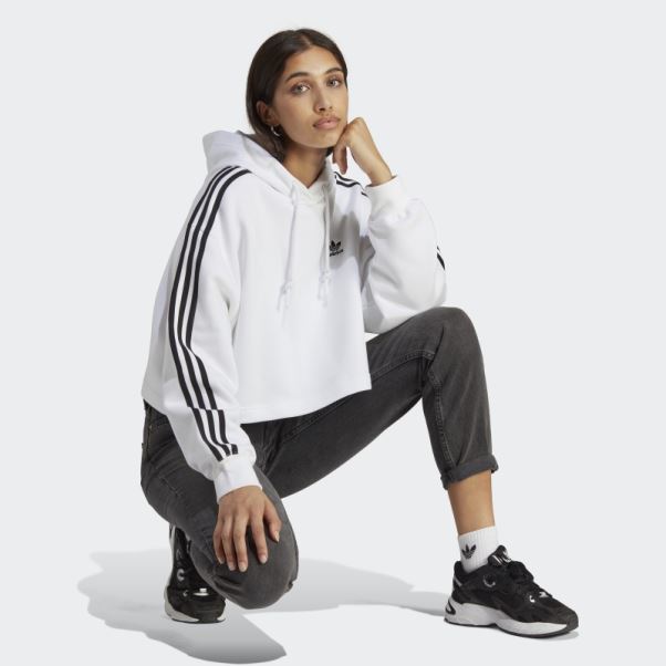 Sweat à Capuche Court Adidas Adicolor Classics Blanc