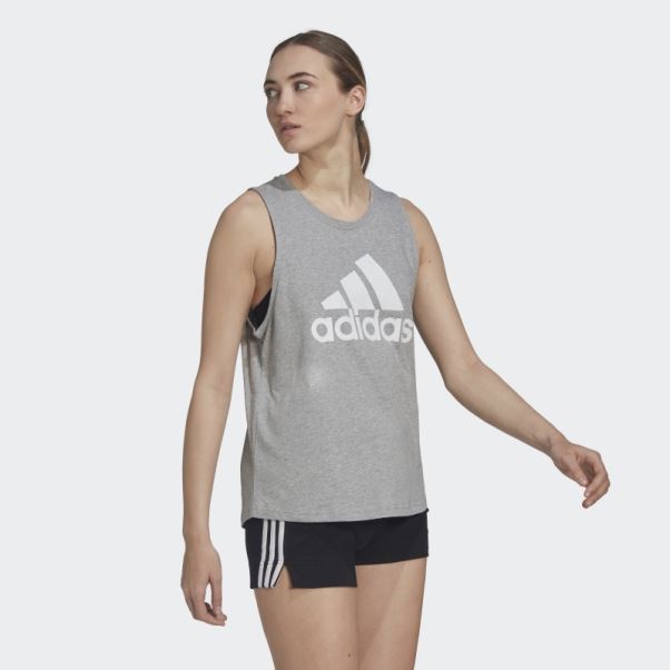 Débardeur Gros Logo Essentials Gris Moyen Adidas