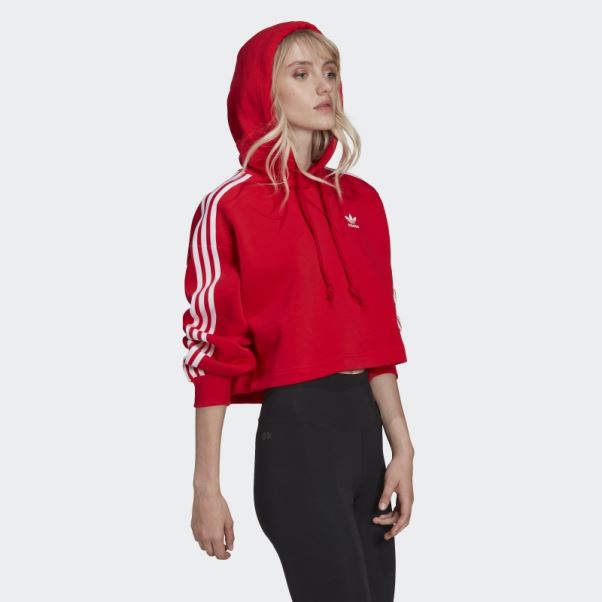 Sweat à Capuche Court Adidas Adicolor Classics Rouge