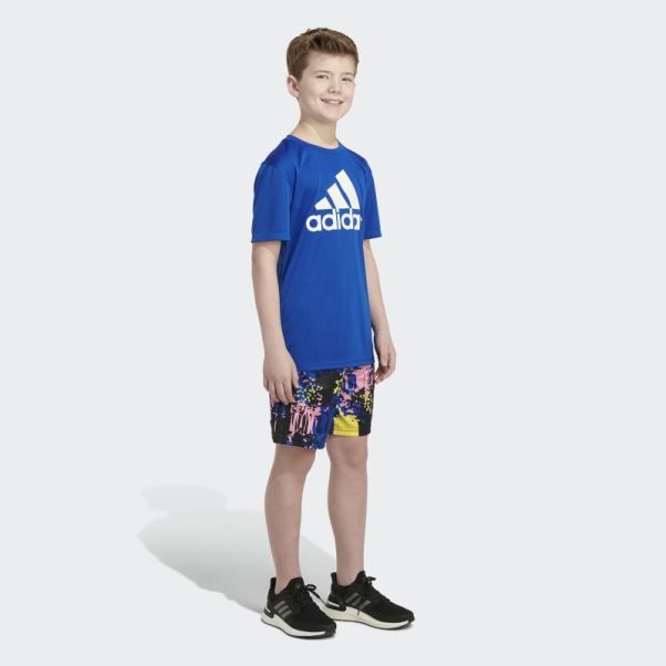 Adidas Short Bleu Royal Imprimé Back To Nature