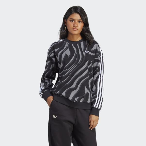 Sweat Imprimé Animal Abstrait Noir Adidas