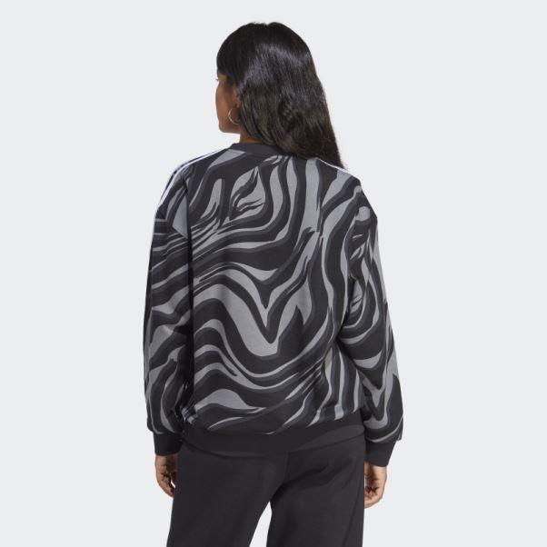 Sweat Imprimé Animal Abstrait Noir Adidas