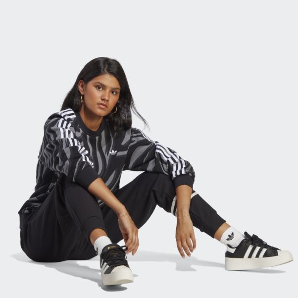 Sweat Imprimé Animal Abstrait Noir Adidas