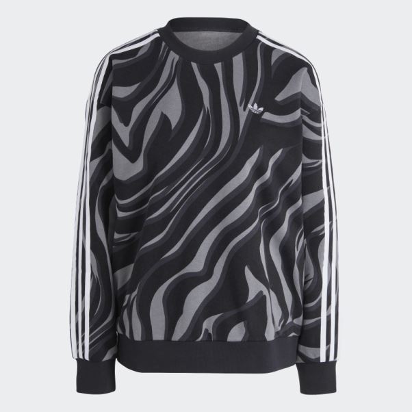 Sweat Imprimé Animal Abstrait Noir Adidas