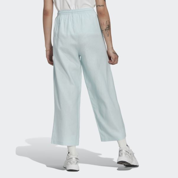 Pantalon Large Adidas 7/8 En Lin Bleu
