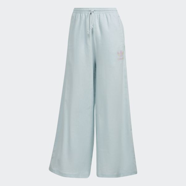 Pantalon Large Adidas 7/8 En Lin Bleu