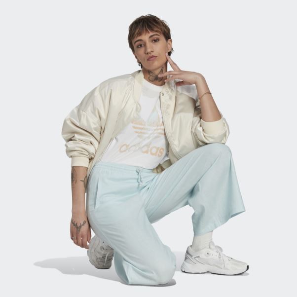 Adidas Pantalon Large En Lin 7/8 Bleu