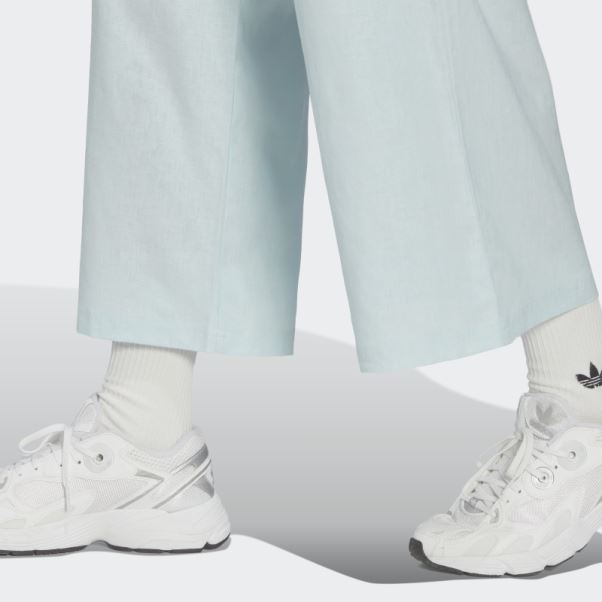 Adidas Pantalon Large En Lin 7/8 Bleu