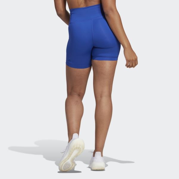 Collants Courts Optime Hyperbright Training Taille Haute Bleu Adidas