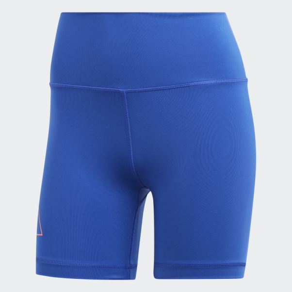Collants Courts Optime Hyperbright Training Taille Haute Bleu Adidas