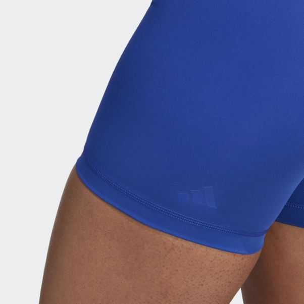 Collants Courts Optime Hyperbright Training Taille Haute Bleu Adidas