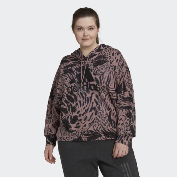 Sweat à Capuche Imprimé Animal Violet Adidas Future Icons (taille Plus)