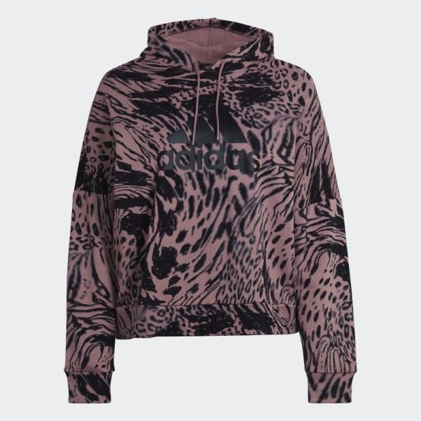 Sweat à Capuche Imprimé Animal Violet Adidas Future Icons (taille Plus)