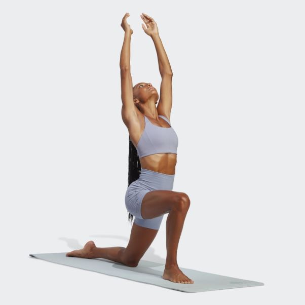 Leggings Courts Cinq Pouces Studio De Yoga Violet Argenté Adidas