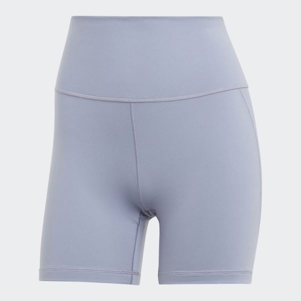 Leggings Courts Cinq Pouces Studio De Yoga Violet Argenté Adidas
