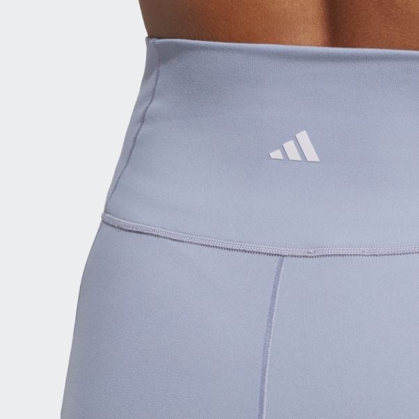 Leggings Courts Cinq Pouces Studio De Yoga Violet Argenté Adidas