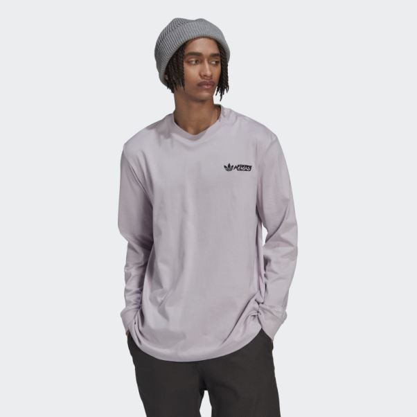 T-shirt Graphique Adidas Mauve à Manches Longues