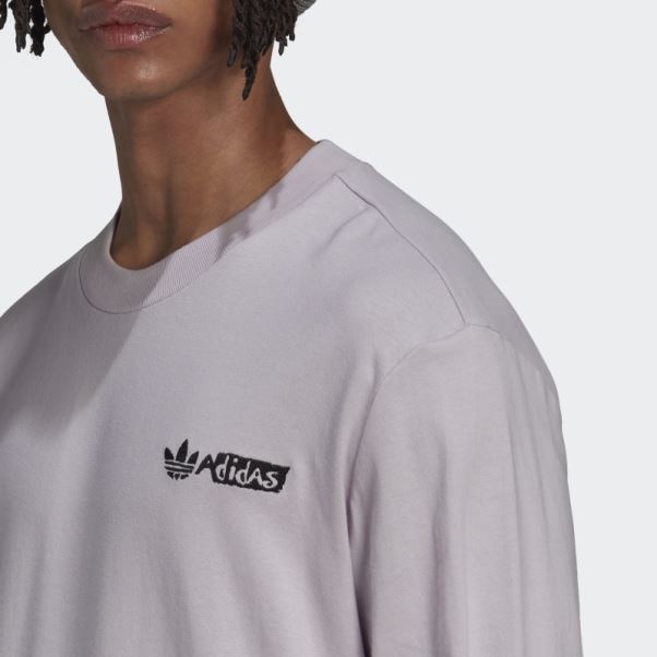 T-shirt Graphique Adidas Mauve à Manches Longues