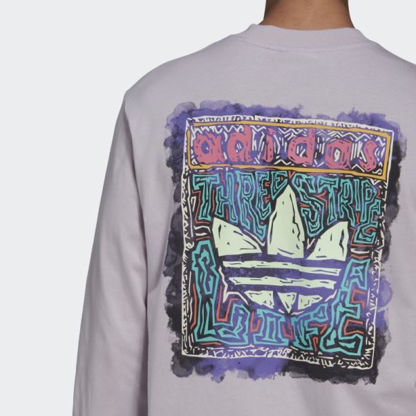 T-shirt Graphique Adidas Mauve à Manches Longues