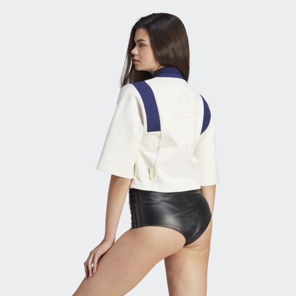 Veste De Survêtement Version Courte Bleu Blanc Adidas