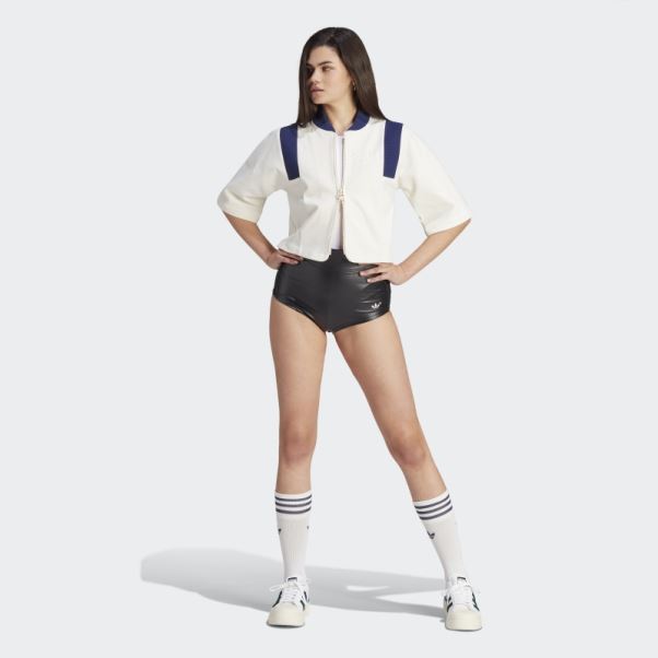 Veste De Survêtement Version Courte Bleu Blanc Adidas