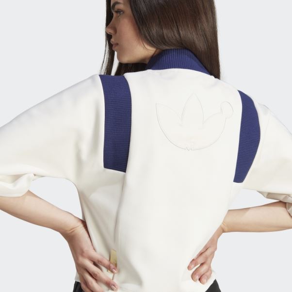 Veste De Survêtement Version Courte Bleu Blanc Adidas