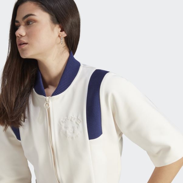 Veste De Survêtement Version Courte Bleu Blanc Adidas