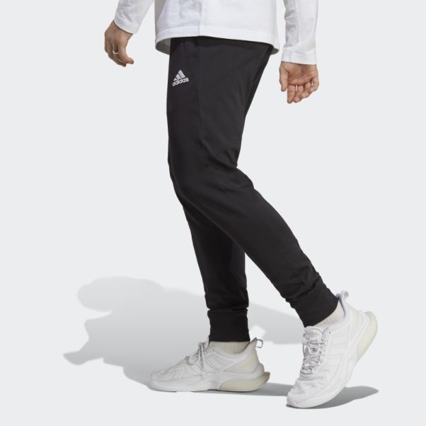 Pantalon Fuselé à Revers En Jersey Essentiel Adidas Noir