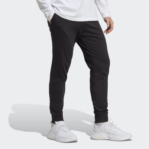 Pantalon Fuselé à Revers En Jersey Essentiel Adidas Noir