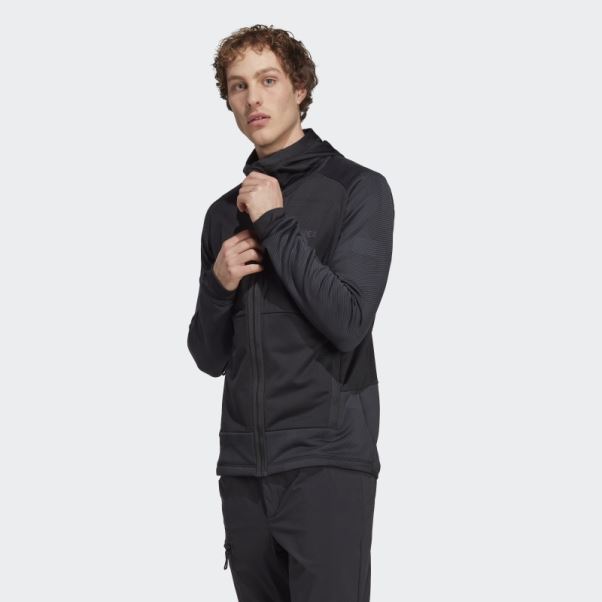 Veste Polaire De Randonnée à Capuche Adidas Terrex Tech Flooce Noir
