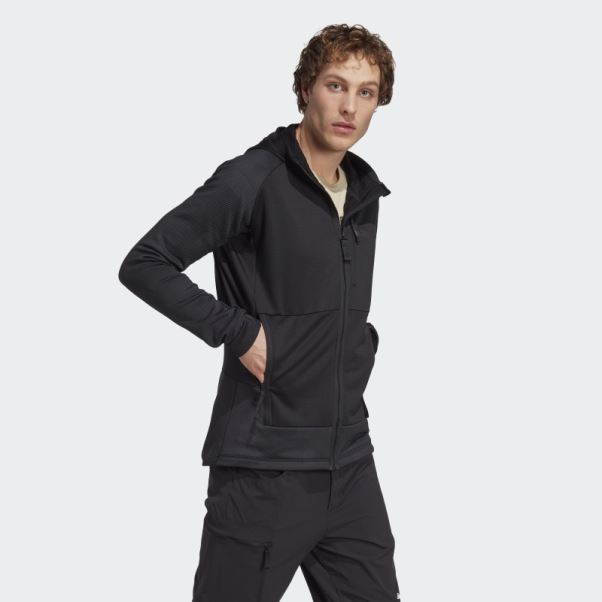 Veste Polaire De Randonnée à Capuche Adidas Terrex Tech Flooce Noir