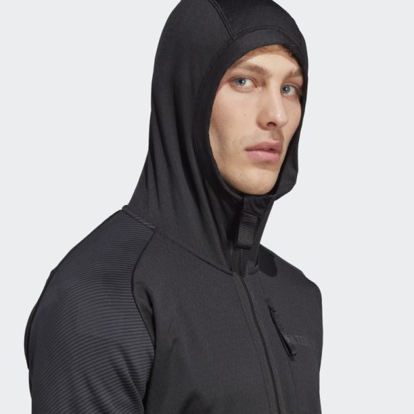 Veste Polaire De Randonnée à Capuche Adidas Terrex Tech Flooce Noir