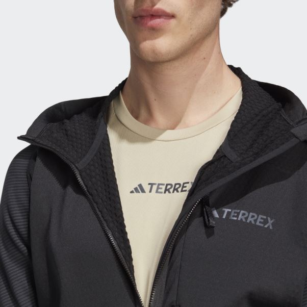 Veste Polaire De Randonnée à Capuche Adidas Terrex Tech Flooce Noir