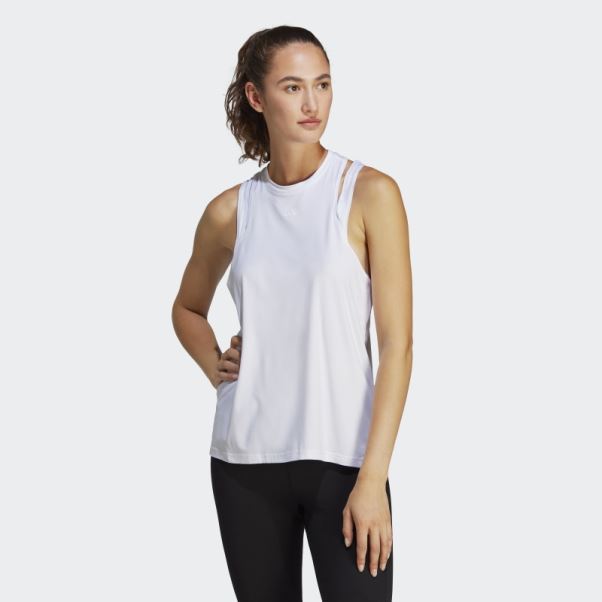 Débardeur Adidas Aeroready Train Essentials 3 Bar Logo Blanc