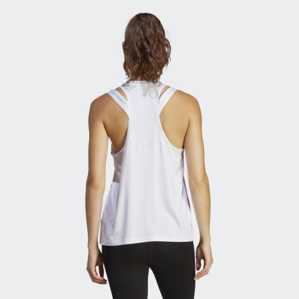 Débardeur Adidas Aeroready Train Essentials 3 Bar Logo Blanc