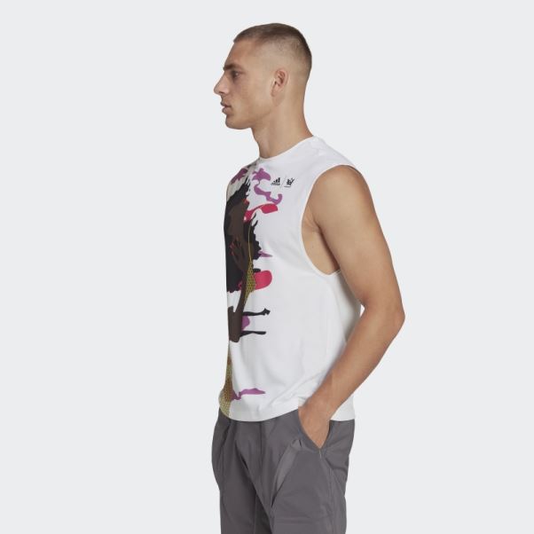T-shirt Sans Manches Tennis New York (non Genré) Adidas Blanc