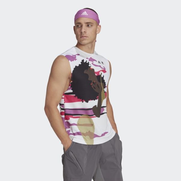 T-shirt Sans Manches Tennis New York (non Genré) Adidas Blanc