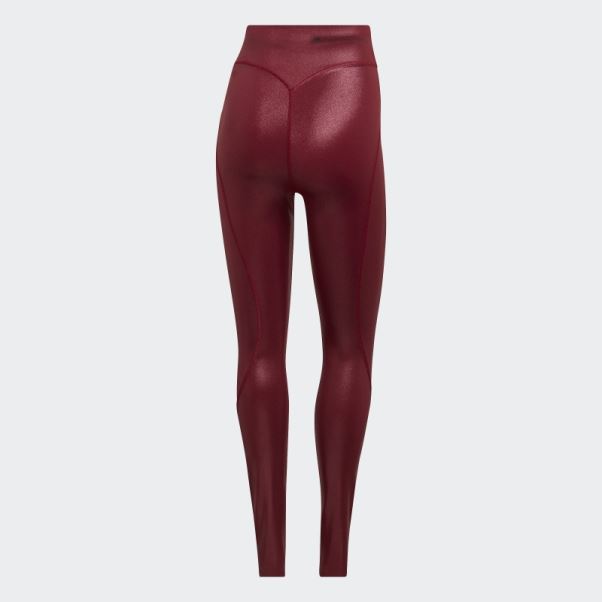 Adidas By Stella Mccartney Leggings D'entraînement Brillants Bordeaux Fashion