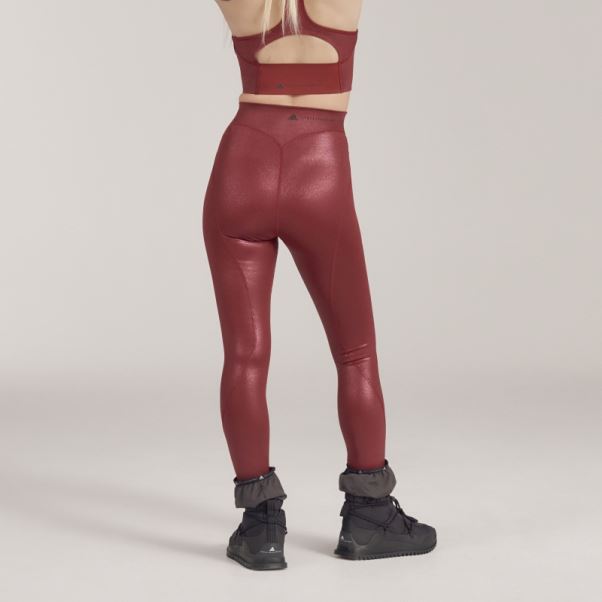 Adidas By Stella Mccartney Leggings D'entraînement Brillants Bordeaux Fashion